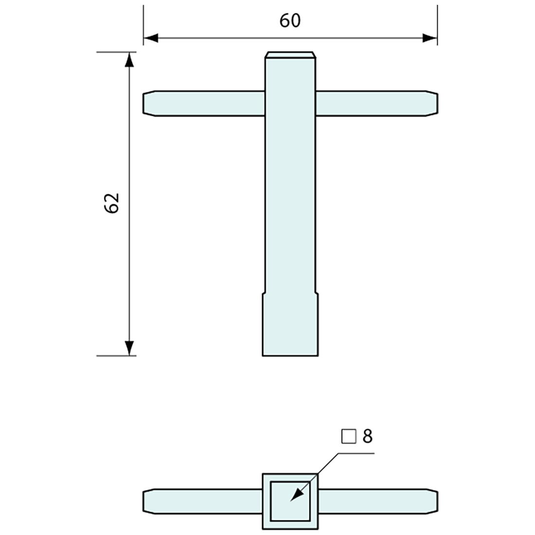 Square Drive Cam Lock Key Black Nylon 16mm